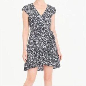 Floral Black and White Wrap Dress